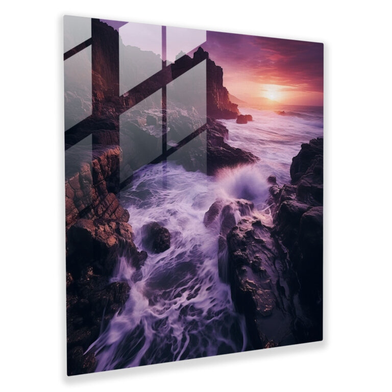 Mystic Purple Waves Glass Print - Purple, Glass Art, Glass Print, Powerful