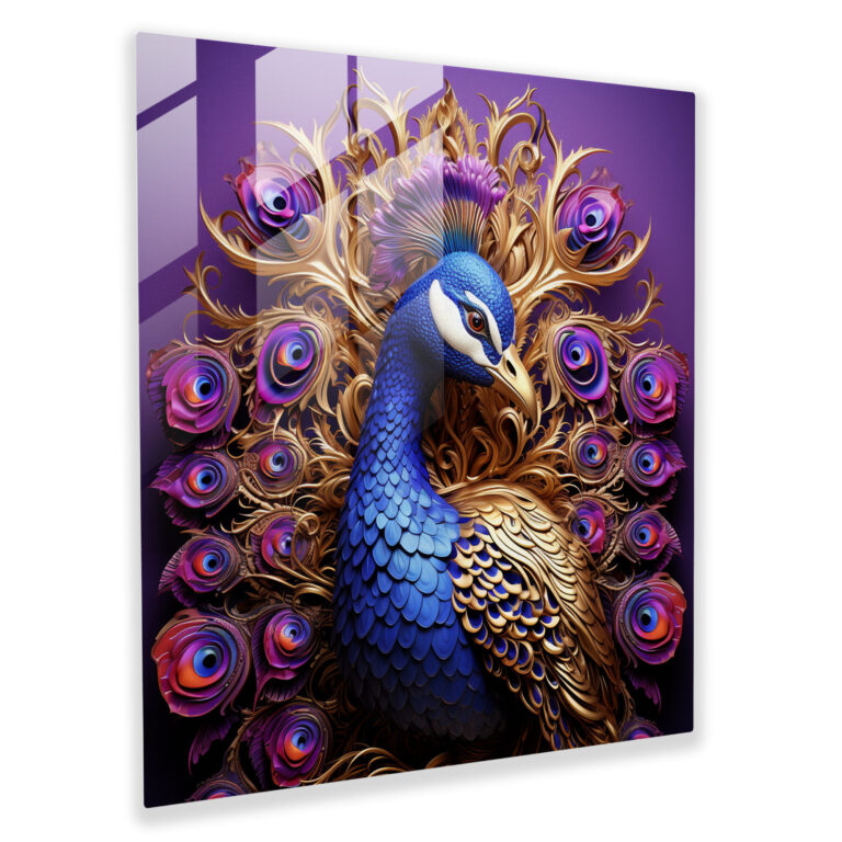 Regal Purple Peacock Glass Print - Purple, Regal, Elegant, Glass Wall Art