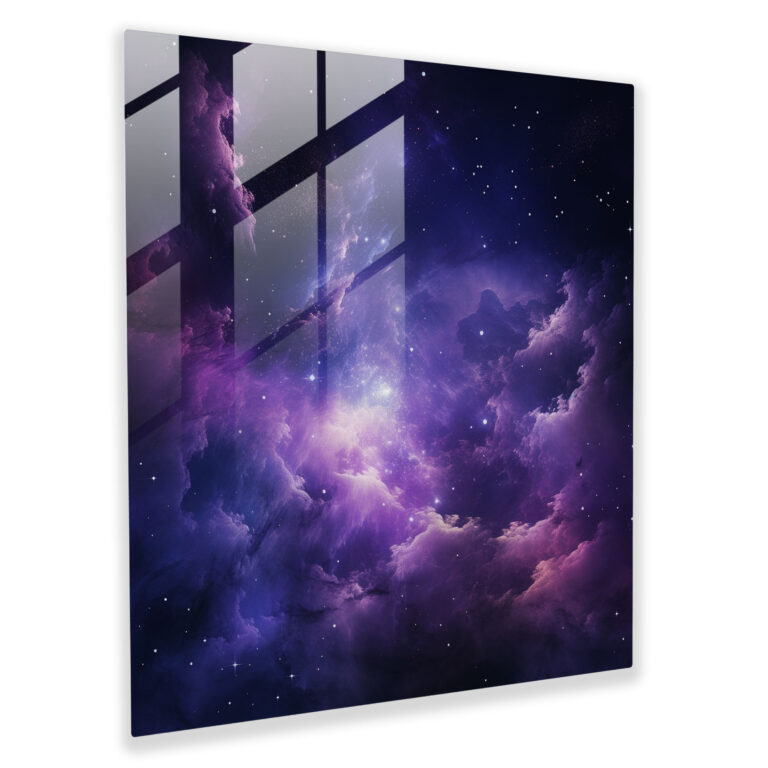 Celestial Purple Nebula Glass Print - Purple, Modern Art, Purple, Glass Art