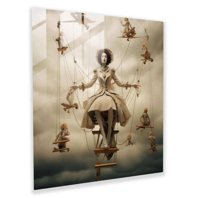 Surreal Marionettes Glass Print - Puppet, Fantasies, Surreal, Marionettes