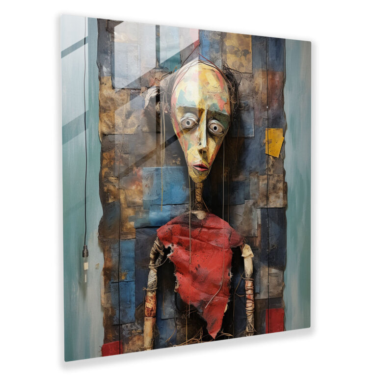 Collage Puppet Glass Artwork - Puppet, Glass Art, Mixed Media, Creativity