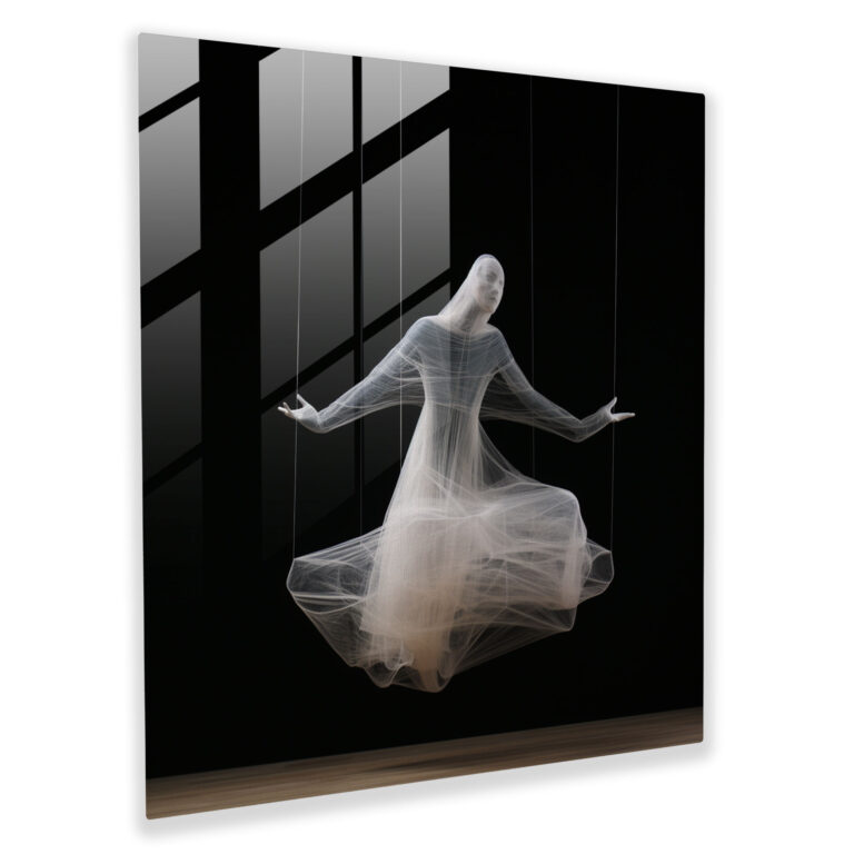 Suspended Simplicity Puppet Glass Print - Puppet, Home Decoration, Modern Art, Simplicity