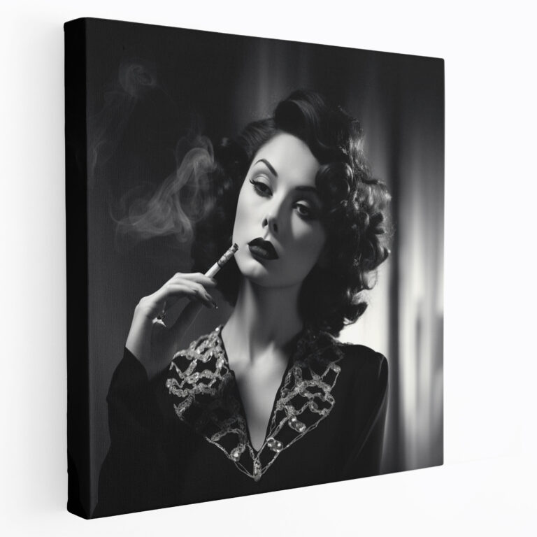 Pulp Fiction Canvas Print - Vintage Femme Fatale Portrait - Pulp Fiction, Sophistication, Home Decoration, Intrigue