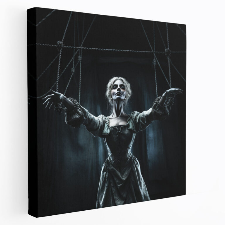 Graceful Marionette Wall Art - Puppet, Wall Art, Canvas Print, Dark Theatrical Backdrop