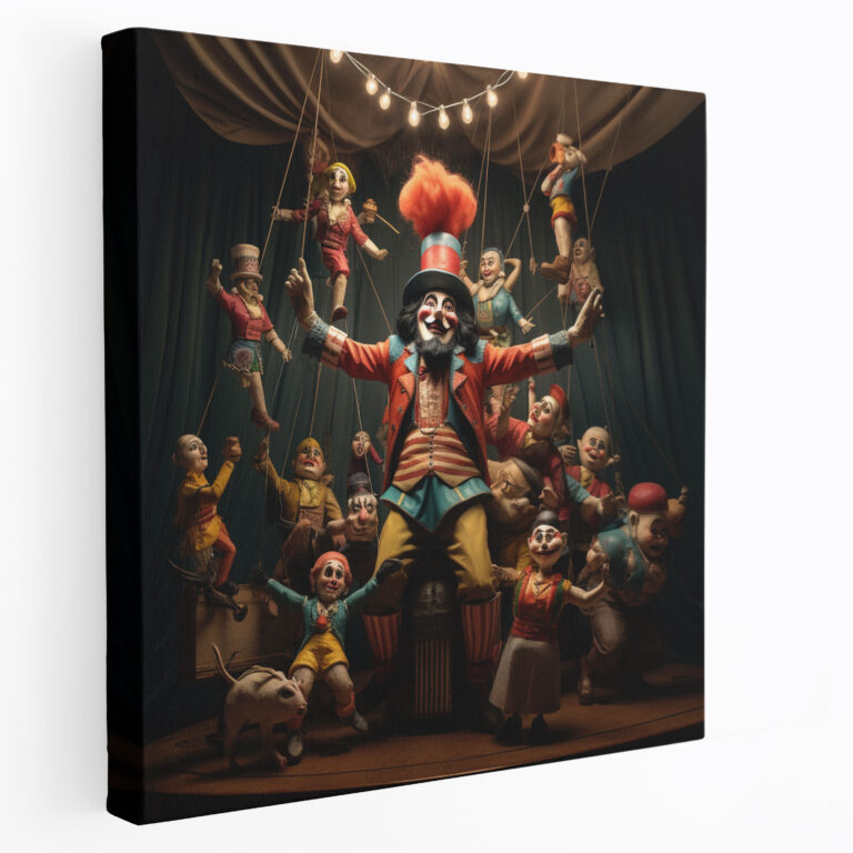 Whimsical Circus Canvas Print - Puppet, Whimsical, Puppeteer, Wall Art