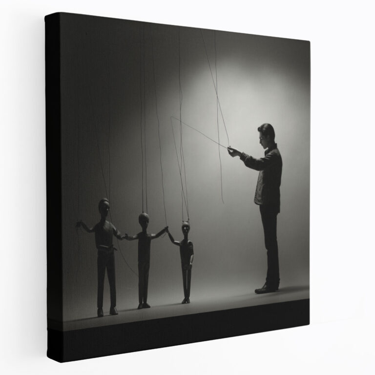 Minimalist Marionette Canvas Print - Puppet, Puppeteer, Sophistication, Canvas Wall Art