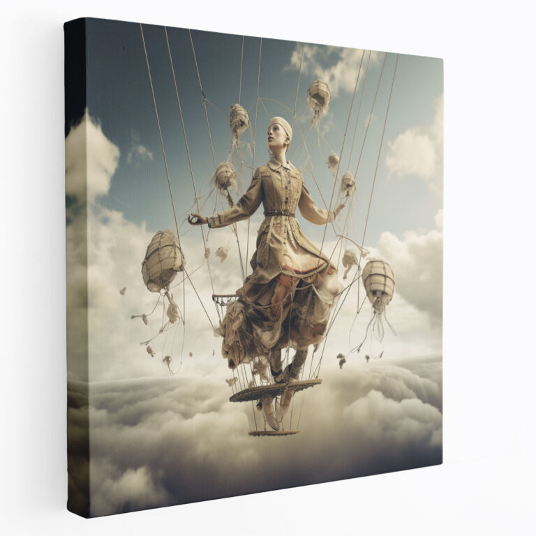 Surreal Puppet Floating Canvas Print - Puppet, Puppet, Canvas Wall Art, Strings