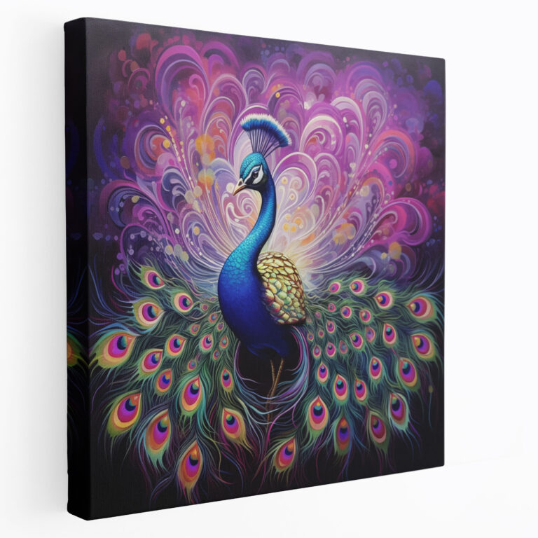 Purple Peacock Canvas Print - Purple, Home Decoration, Purple Peacock Canvas Print, Purple Wall Decoration