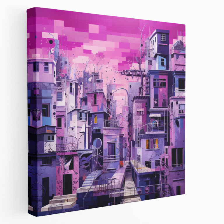 Purple Cityscape Canvas Print - Purple, Canvas, Purple Wall Decoration, Canvas Wall Art