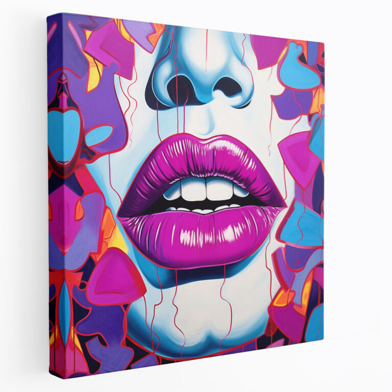 Purple Lips Canvas Print - Purple, Canvas, Purple Wall Art, Home Decoration