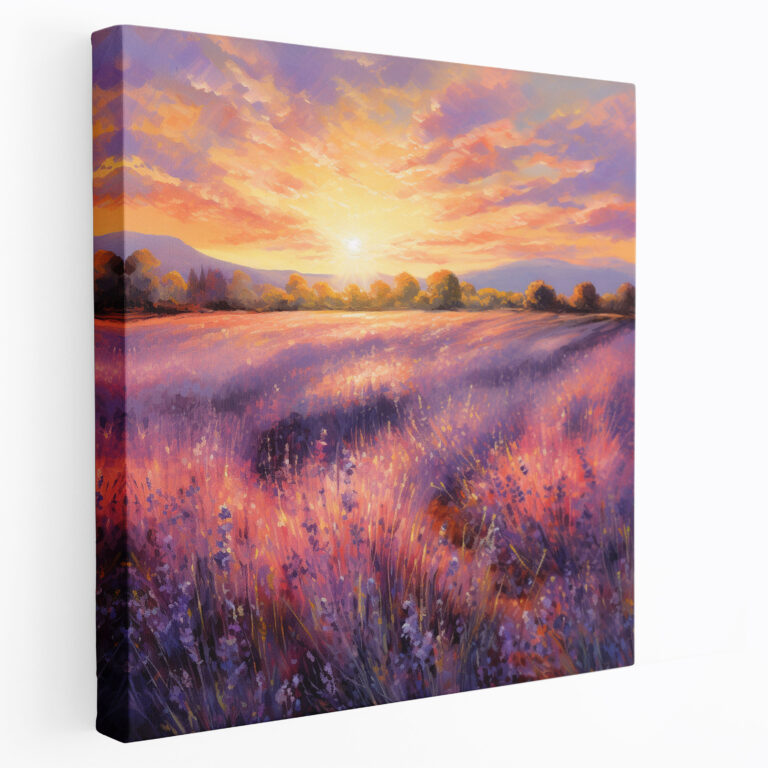 Purple Lavender Field Canvas Print - Purple, Canvas Wall Art, Home Decoration, Canvas
