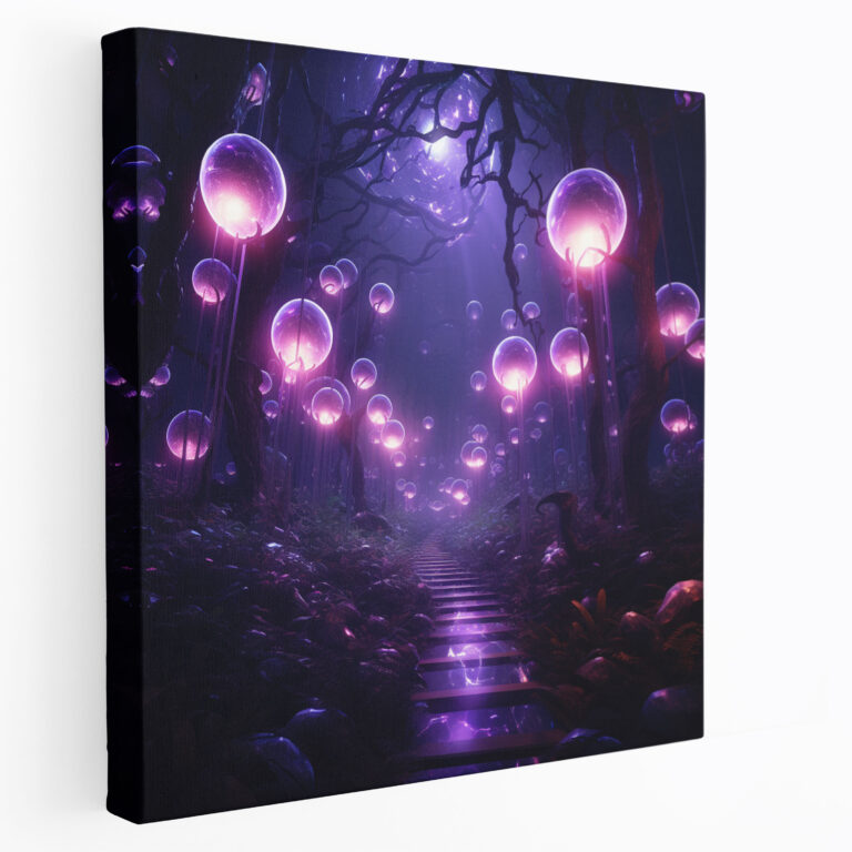 Mystical Purple Forest Canvas Print - Purple, Canvas Print, Wall Decoration, Wall Art