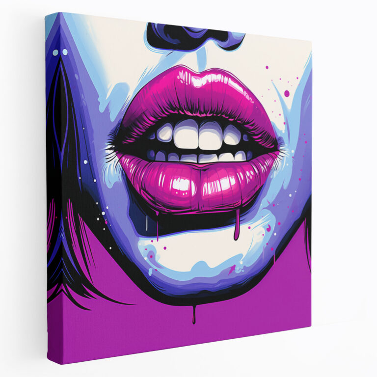 Funky Purple Lips Wall Art - Purple, Canvas Wall Art, Canvas Print, Wall Decoration