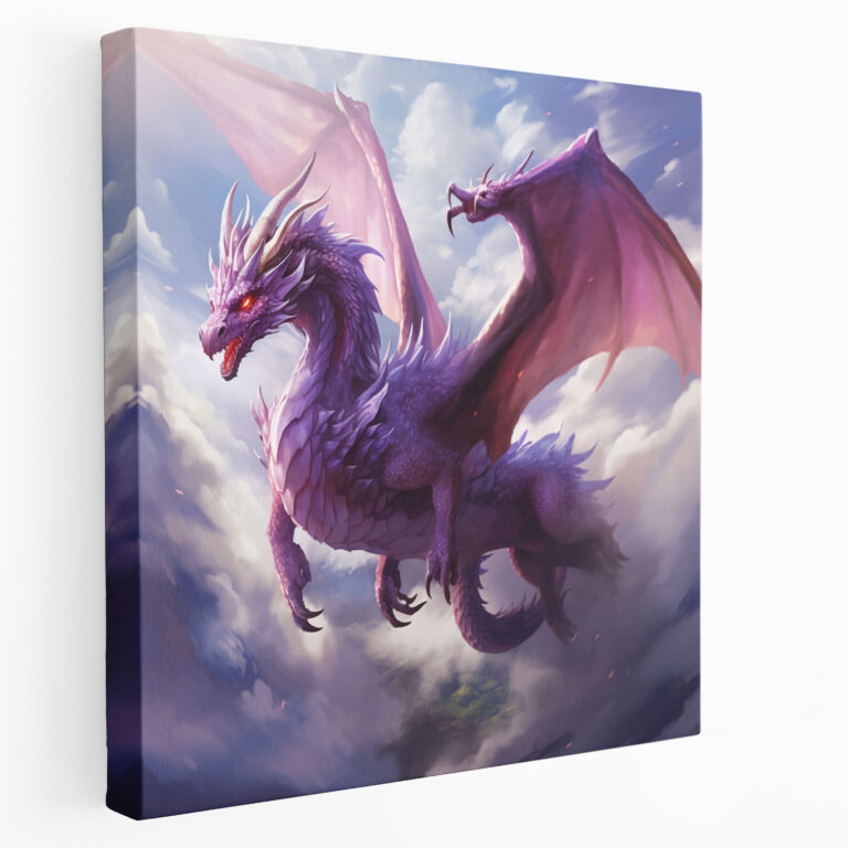 Purple Dragon Canvas Print - Digital Painting - Purple, Purple Theme, Canvas, Digital Painting