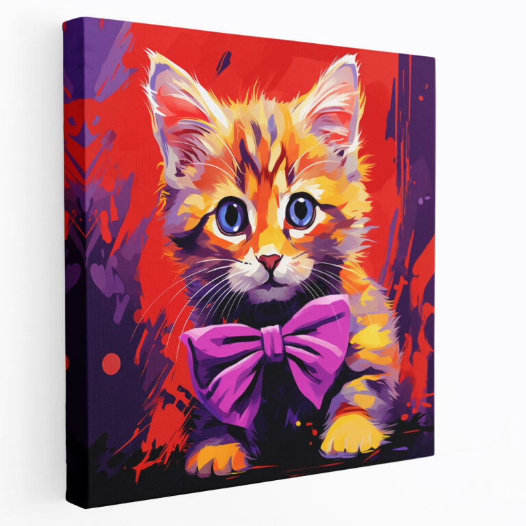 Purple Kitten Wall Art - Pop Art Illustration - Purple, Purple Theme, Pop Art Illustration, Home Decoration