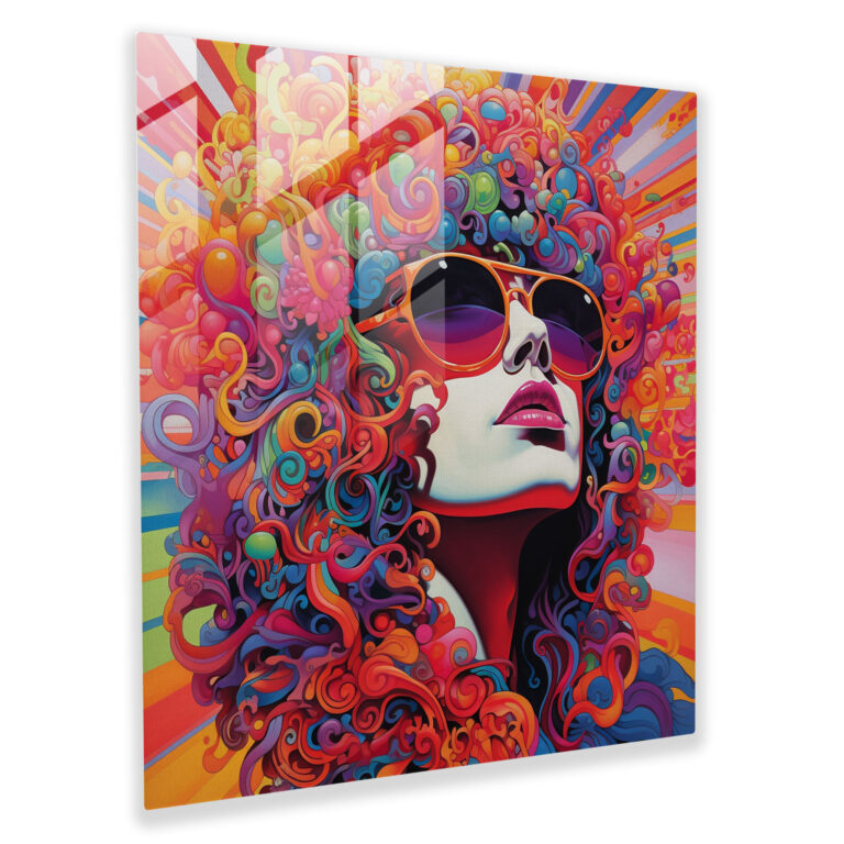 Psychedelic Vibes Glass Print - Retro, Glass Wall Art, Glass Art, Abstract Shapes