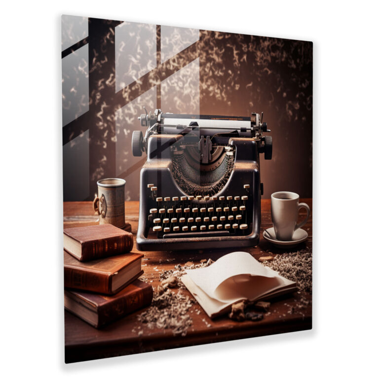 Vintage Typewriter Glass Print - Retro, Home Decoration, Vintage, Nostalgia