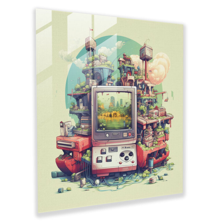 Retro Arcade Gaming Glass Print - Retro, Home Decoration, Retro, Wall Decoration