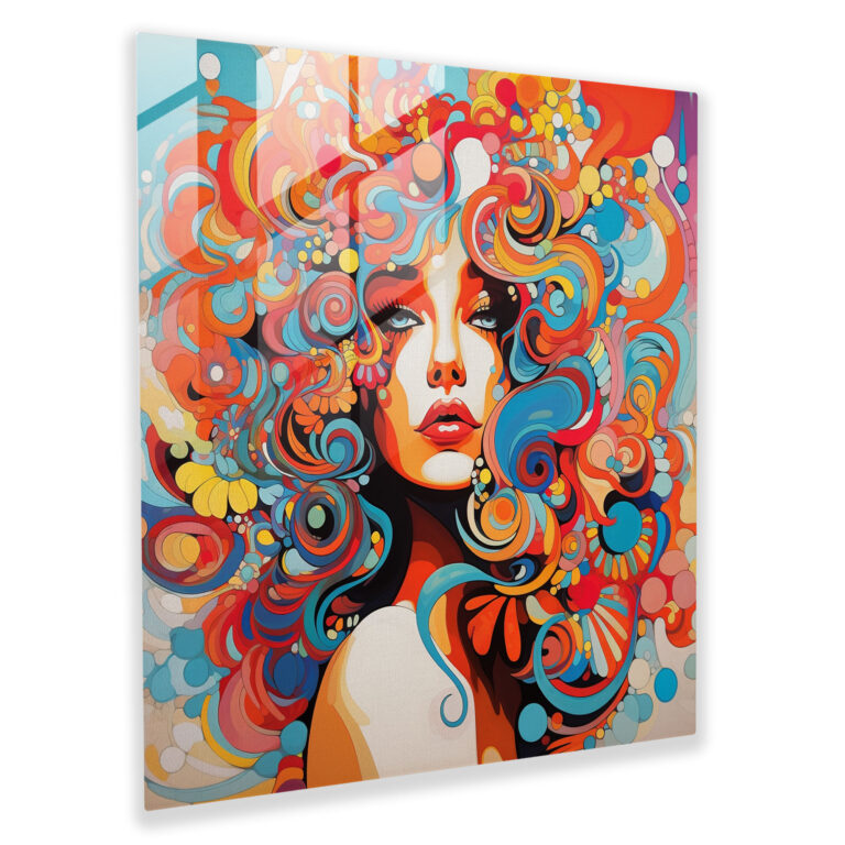 Psychedelic Swirls Glass Print - Retro, Psychedelic, Home Decoration, Pop Art