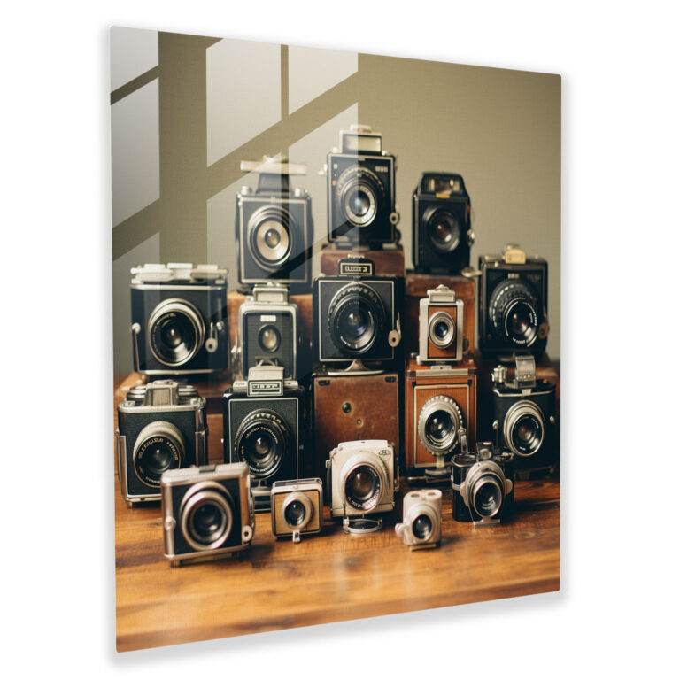 Vintage Film Camera Glass Print - Retro, Modern Art, Wall Decoration, Vintage Film Camera