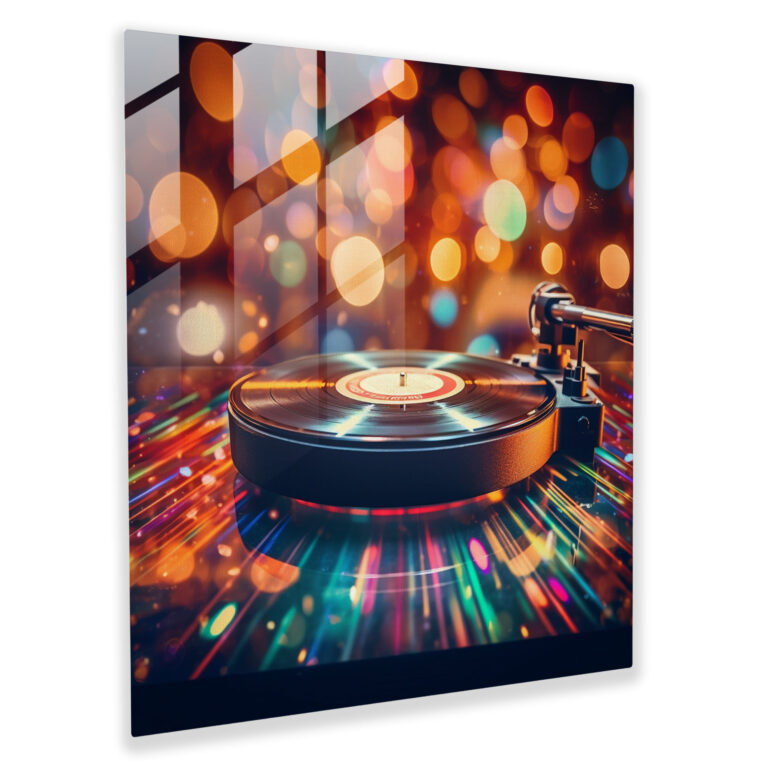 Retro Record Player Glass Print - Retro, Glass Art, Modern Art, Retro Record Player