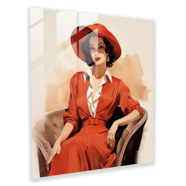 Vintage Fashion Illustration Glass Print - Retro, Glass Print, Retro Fashion, Retro