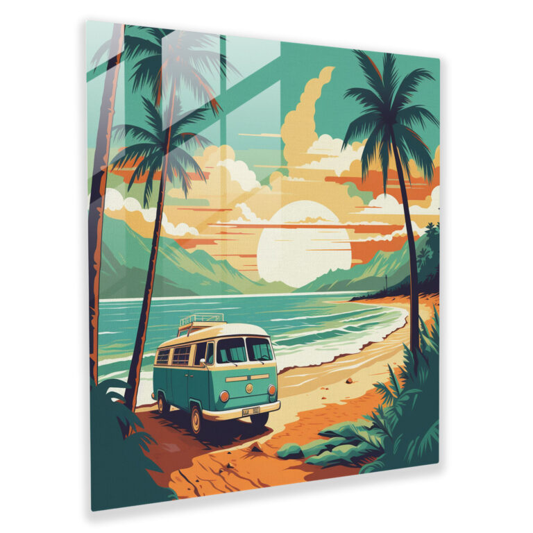 Vintage Travel Poster Glass Print - Retro, Retro, Glass Art, Home Decoration