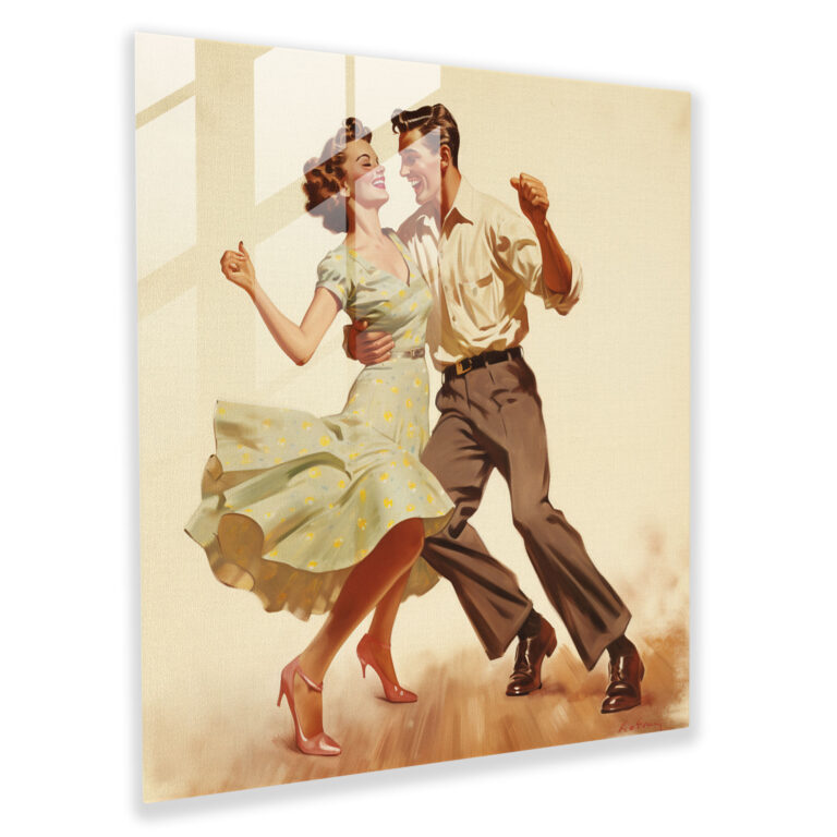 Retro Jitterbug Glass Print - Retro, Glass Wall Art, Glass Art, Jitterbug