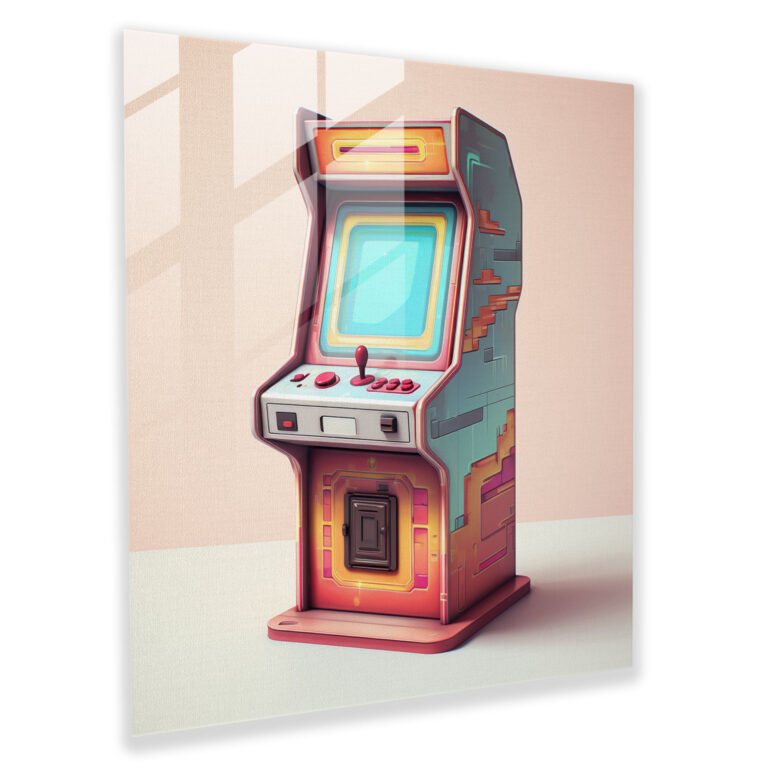 Retro Pixel Arcade Glass Print - Retro, Pixel Art, Glass Print, Modern Art
