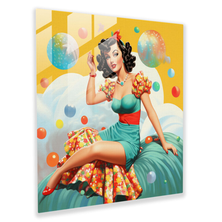 Retro Pin-Up Girl Glass Print - Retro, Glass Wall Art, Glass Print, Retro