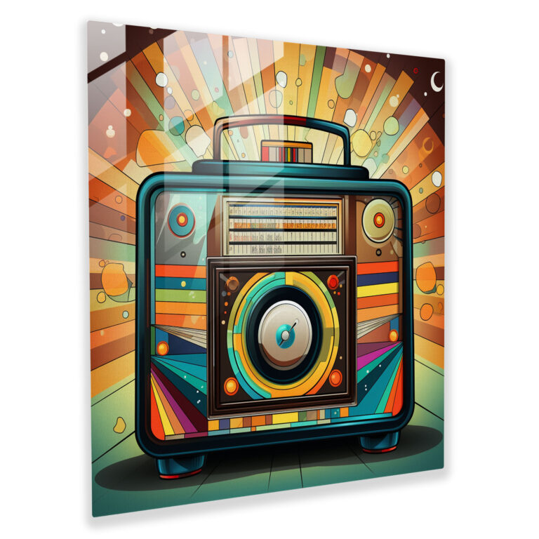 Retro Radio Glass Print - Retro, Retro, Modern Art, Home Decoration