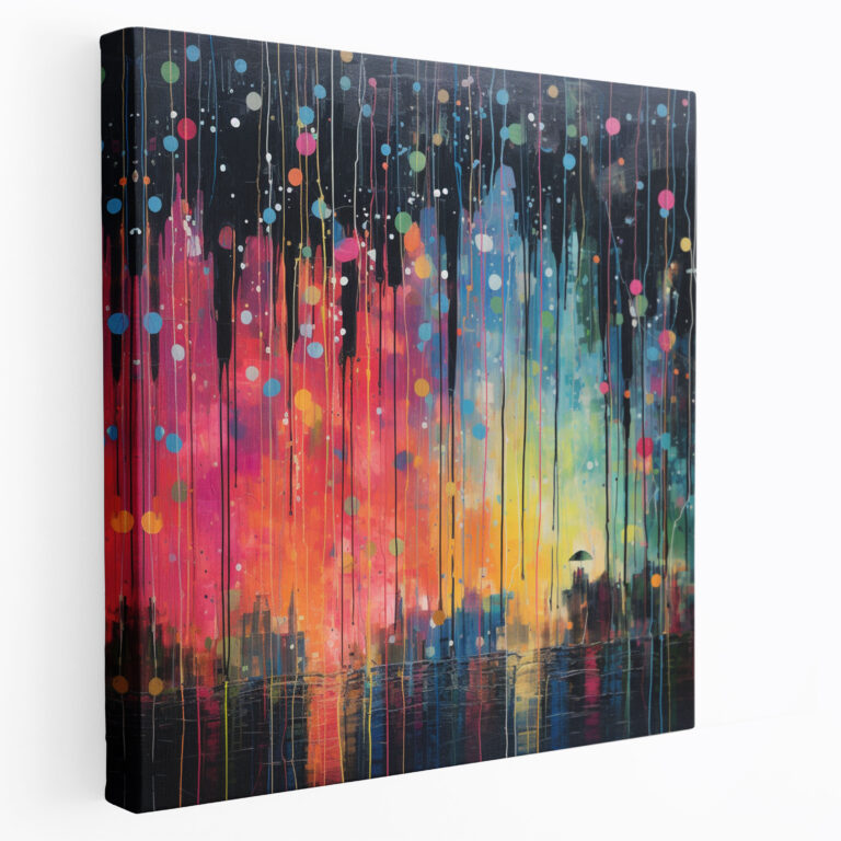 Colorful Rain Canvas Print Wall Decoration - Rain, Home Decoration, Rain, Wall Art
