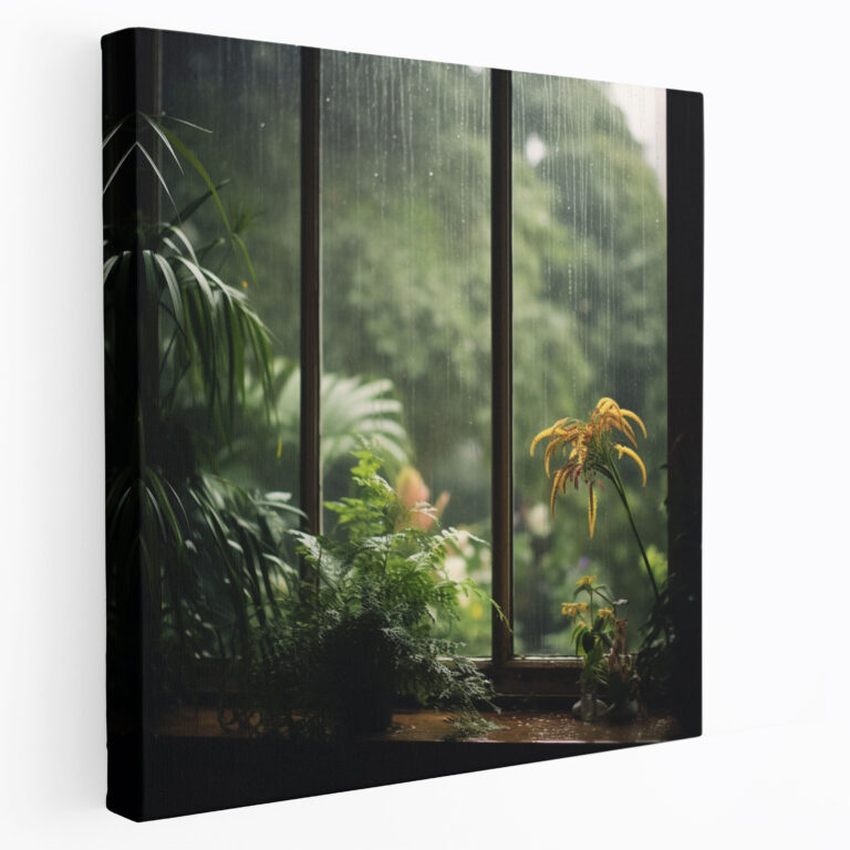 Rainy Window Canvas Print Wall Decoration - Rain, Home Decoration, Canvas, Lush Garden