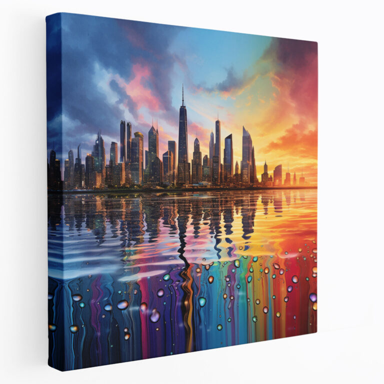 Rainbow City Rain Canvas Print Wall Decor - Rain, Canvas Wall Art, Wall Art, Canvas Print
