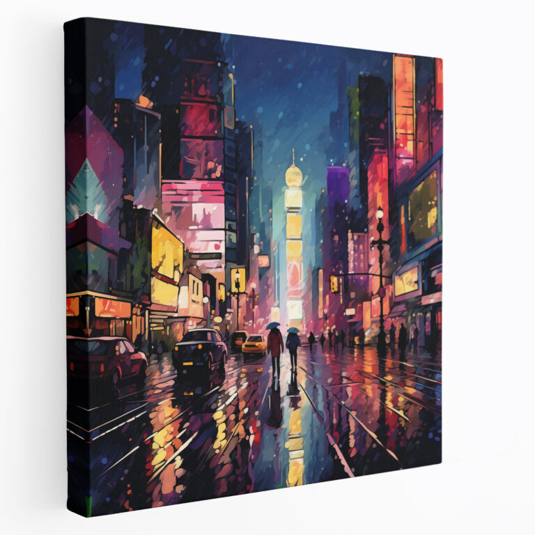City Rain Canvas Print - Rain, Canvas Print, Modern, Digital Illustration
