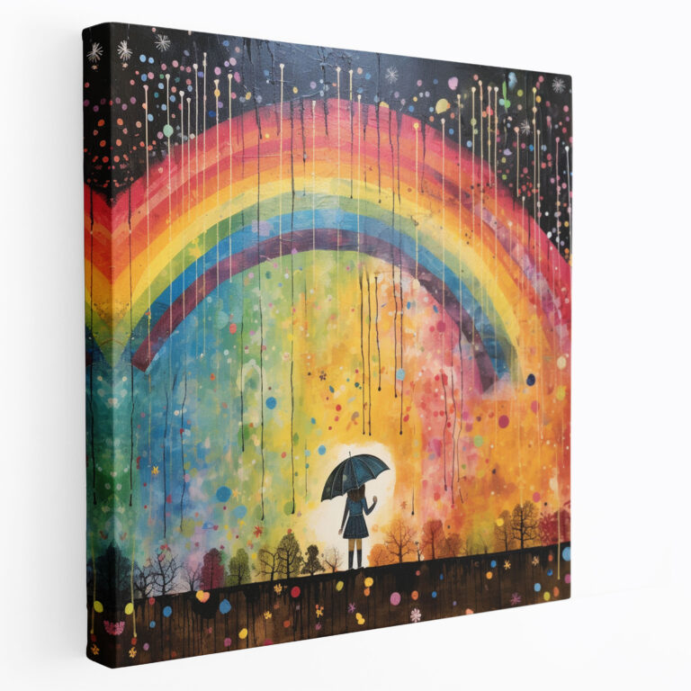Rainbow Rain Canvas Print - Rain, Canvas, Whimsical, Canvas Print