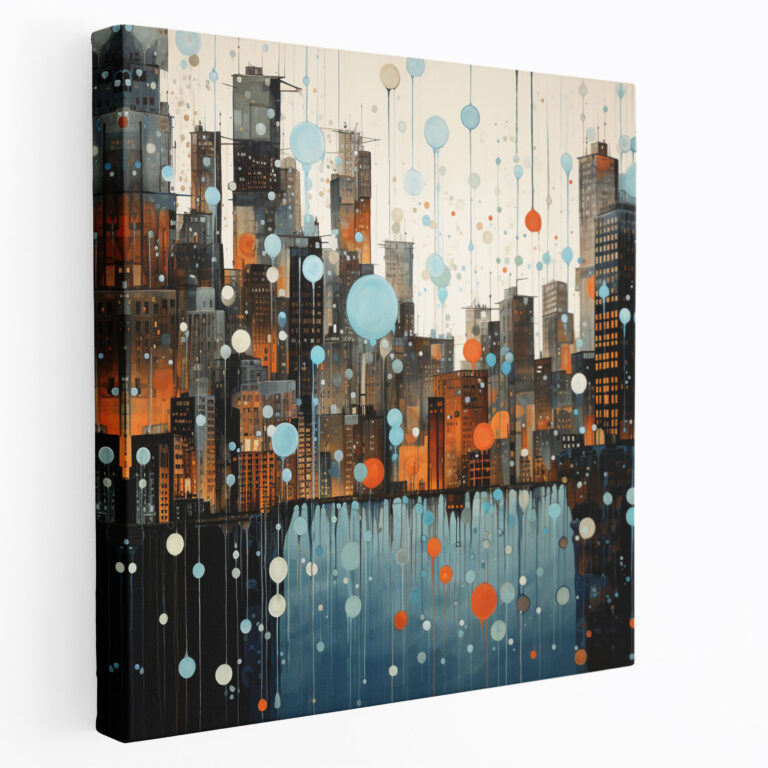 Urban Rain Canvas Print - Rain, Contemporary Illustration, Home Decoration, Canvas Wall Art