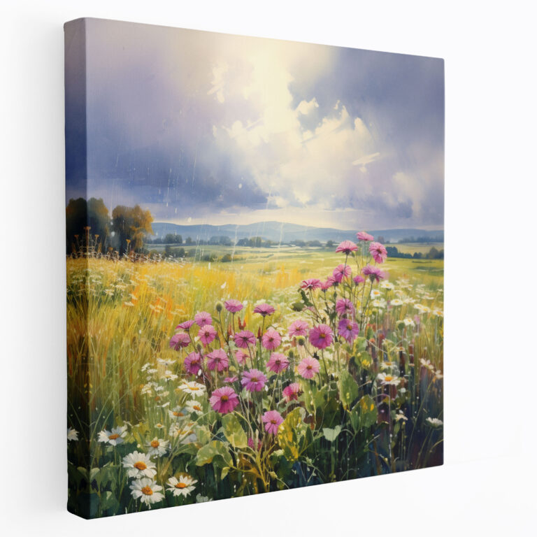 Field Of Rain Canvas Print - Rain, Natural Beauty, Soothing Ambiance, Rain Shower