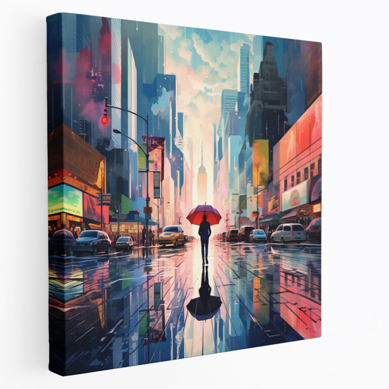 Rainy Day Canvas Print - Rain, Contemporary Art, Nostalgic, Cityscape