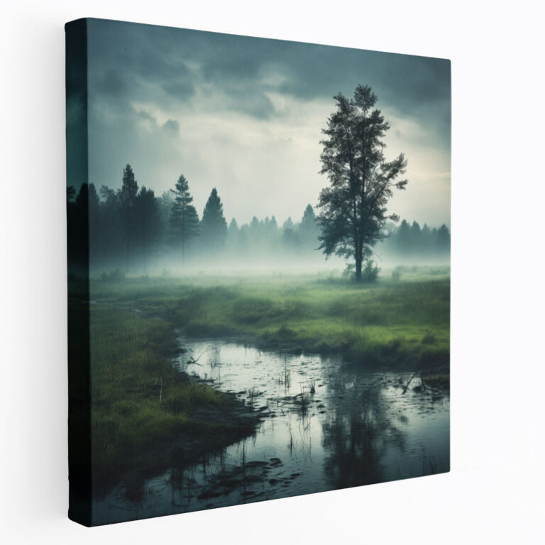 Misty Meadow Canvas Print - Rain, Wall Art, Canvas Wall Art, Photograph