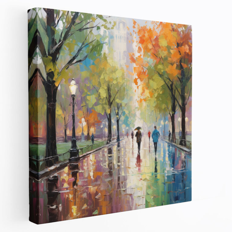 Rainy Park Canvas Print - Rain, Wall Art, Wall Decoration, Home Decoration