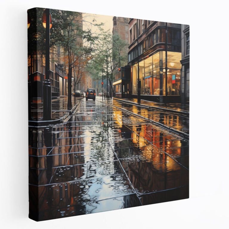 Rainy Street Canvas Print - Rain, Wall Art, Canvas Print, Texture
