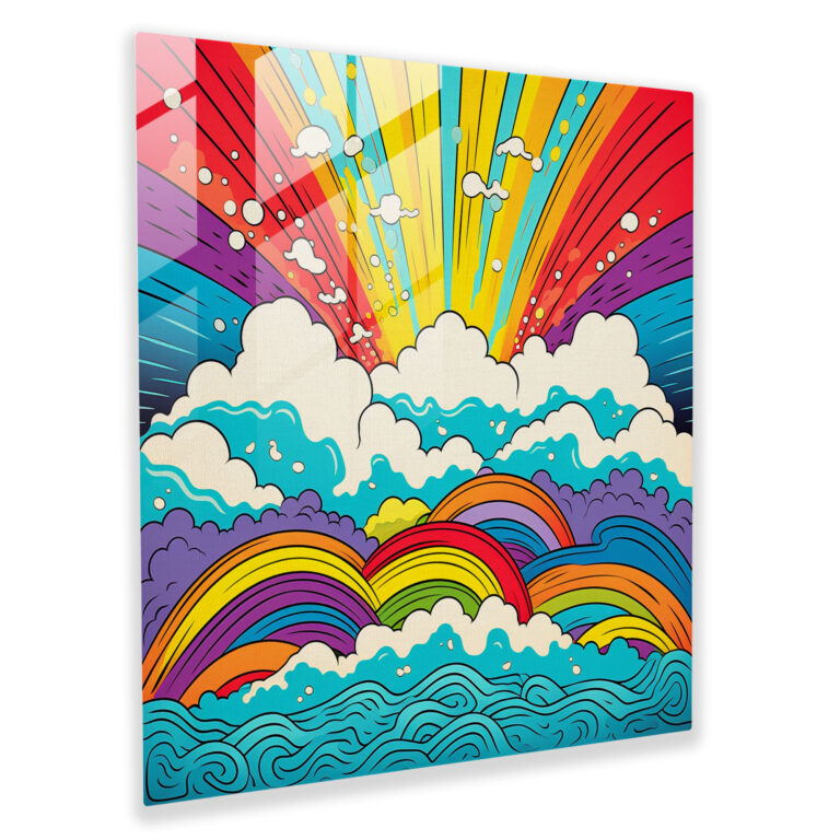 Rainbow Pop Art Glass Print - Rainbow, Rainbow, Glass Print, Modern Art