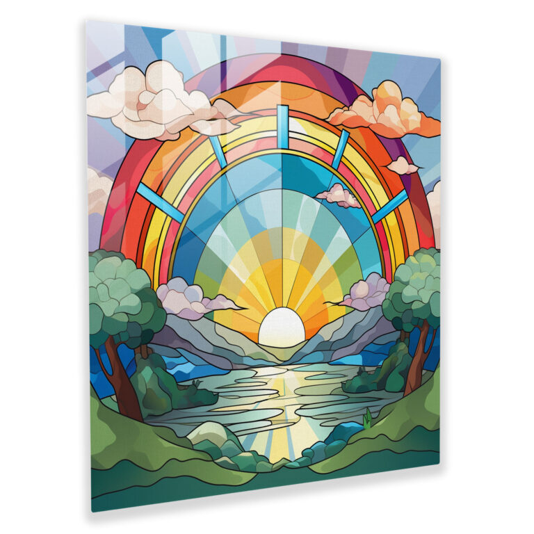 Rainbow Stained Glass Wall Art - Rainbow, Wall Decoration, Glass Wall Art, Peaceful Countryside Scene