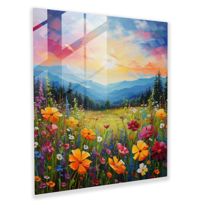 Rainbow Wildflowers Glass Print - Rainbow, Glass Print, Nature, Captivating Piece