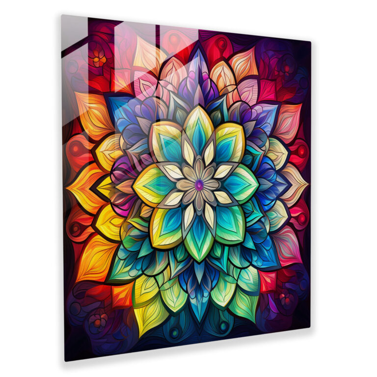 Rainbow Kaleidoscope Glass Print - Rainbow, Rainbow, Wall Decoration, Modern Art