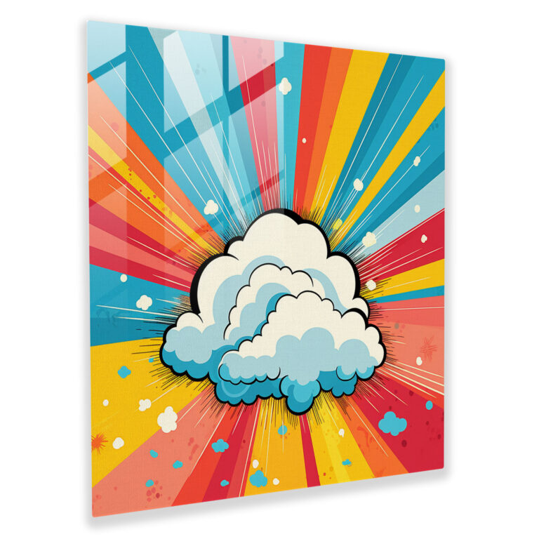 Rainbow Pop Art Glass Print - Rainbow, Pop Art Illustration, Vibrant Energy, Nostalgia