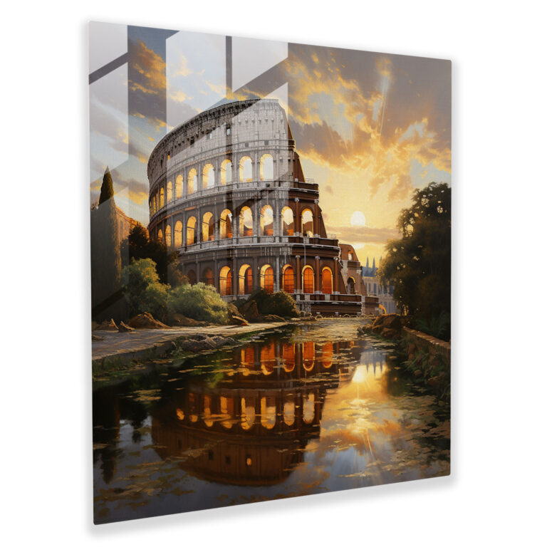 Enchanting Glass Print of the Roman Colosseum - Impressionistic Glass Wall Art Home Decoration