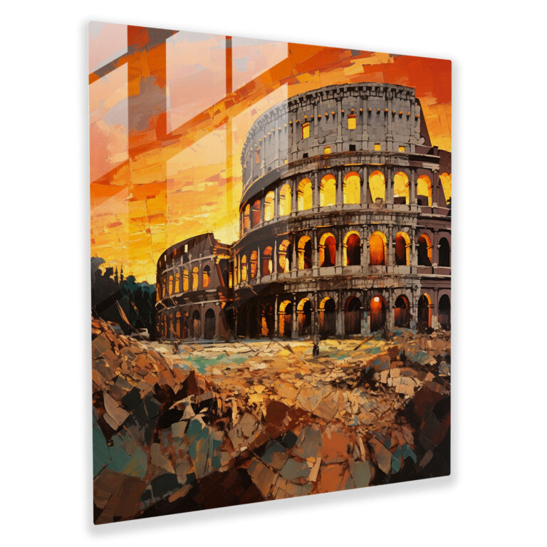 Aesthetic Glass Print - Roman Colosseum Sunset