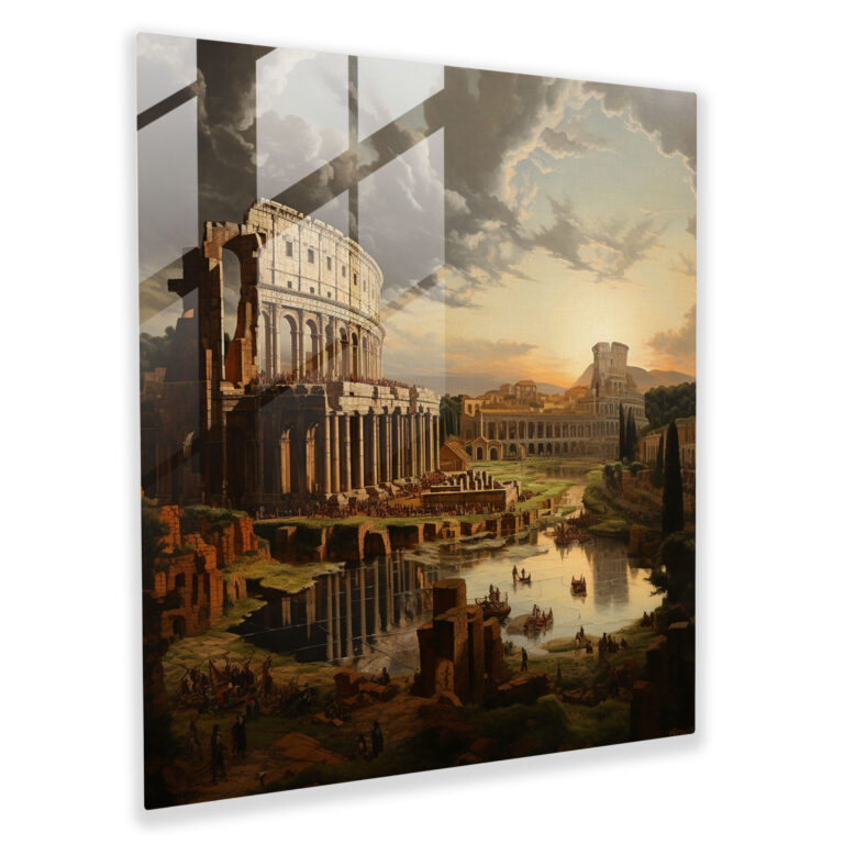 Aurelius' Majestic Colosseum Glass Wall Art